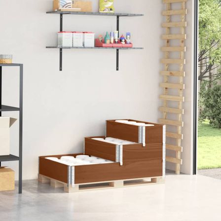 Lit surélevé à 3 niveaux marron 120x80 cm bois pin massif