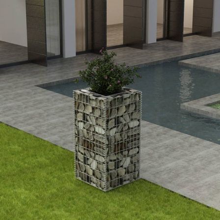 Jardinière à gabion Acier 50x50x100 cm