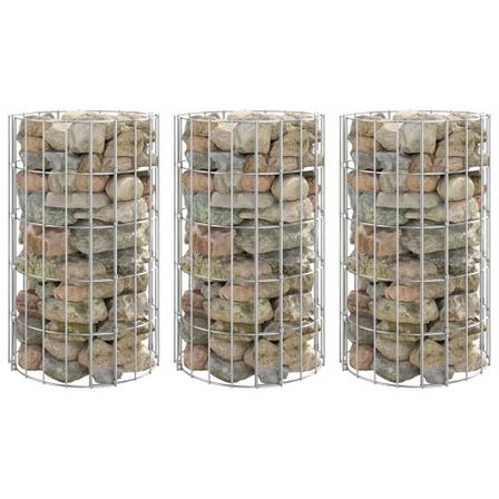 Jardinière à gabion circulaire 3 pcs Acier galvanisé Ø30x50cm