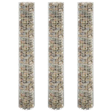 Jardinière à gabion circulaire 3pcs Acier galvanisé Ø30x200cm