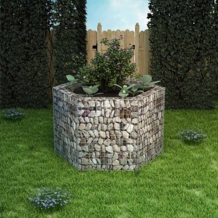Jardinière à gabion hexagonale 160x140x100 cm