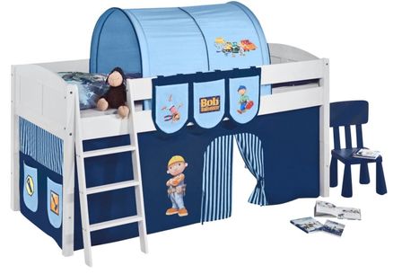 Lit surélevé Blanc Laqué Rideau Bob le bricoleur IDA 4106