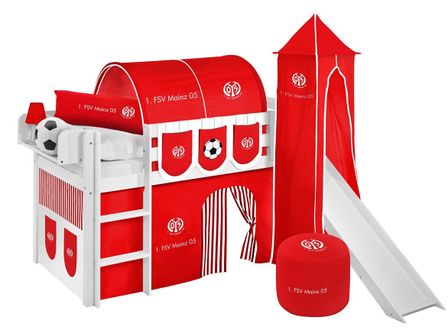 Lit surélevé Blanc Laqué Toboggan - Rideau et Tour Football Mayence 5