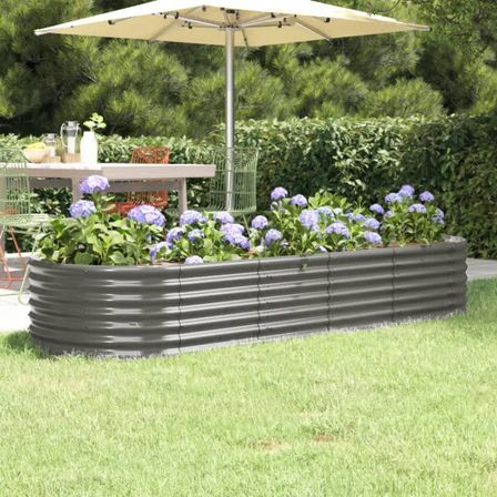Lit surélevé de jardin Acier enduit de poudre 224x80x36 cm gris