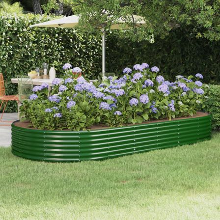 Lit surélevé de jardin Acier enduit de poudre 296x140x36cm Vert