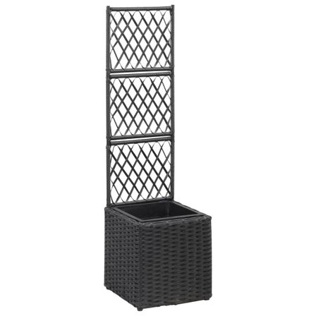 Jardinière en treillis 1 pot 30x30x107cm Résine tressée Noir