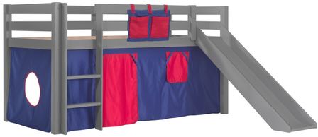 Lit toboggan 90x200 cm avec tente domino pin massif gris Pino