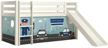 Lit toboggan 90x200 cm avec tente police pin massif blanc Pino