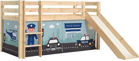 Lit toboggan 90x200 cm avec tente police pin massif clair Pino