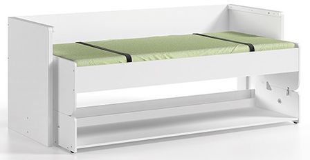 Lit transformable 90x200 cm en bureau bois laqué blanc Denver