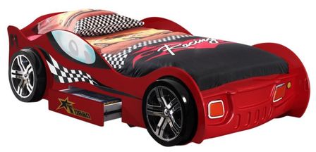 Lit voiture à tiroir rouge Turbo 90x200 cm