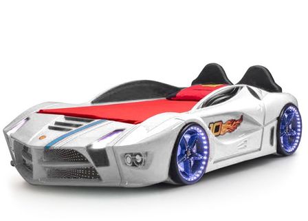 Lit voiture de course blanc Speedo 90x190 cm