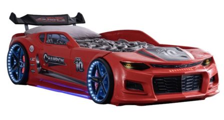 Lit voiture de course Champion racing rouge avec Led et bruitage 90x190 cm