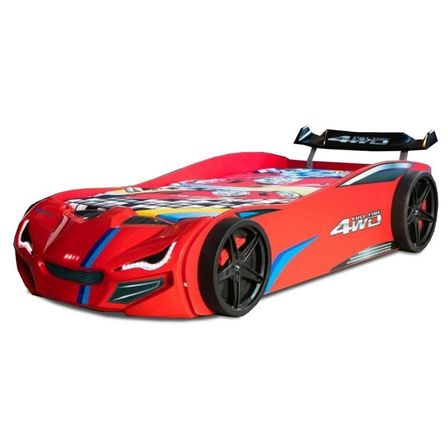 Lit voiture de course MUSTANG avec phares LED – 90 x 190 cm