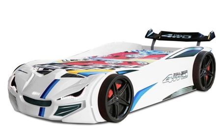 Lit voiture de course MUSTANG avec phares LED – 90 x 190 cm