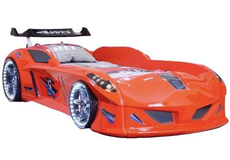 Lit voiture FORMULE 1 avec LED et bruitages – 90 x 190 cm