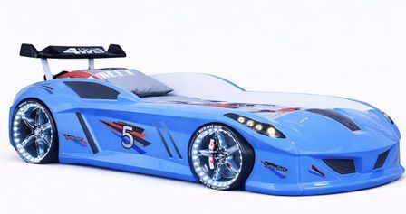 Lit voiture FORMULE 1 avec LED et bruitages – 90 x 190 cm