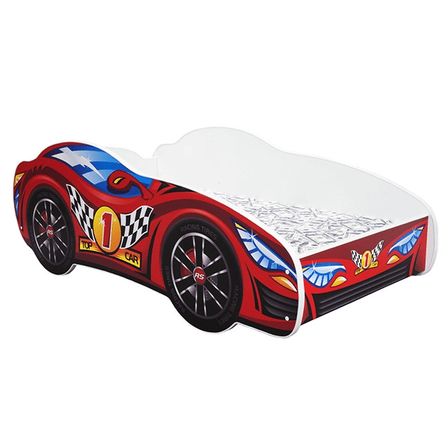Lit voiture top car rouge 70x140 cm - Sommier et matelas inclus