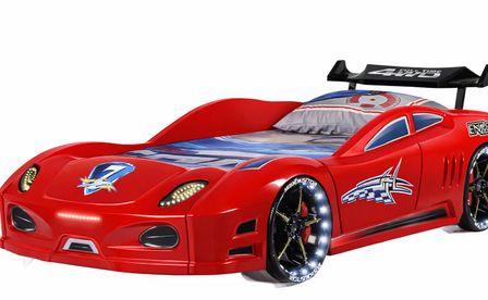 Lit voiture TURBO V7 à LED et bruitages – 90 x 190 cm