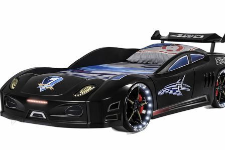 Lit voiture TURBO V7 à LED et bruitages – 90 x 190 cm