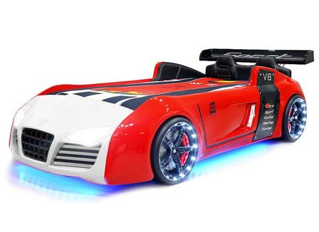 Lit voiture turbo rouge et blanc à Led 90x190 cm