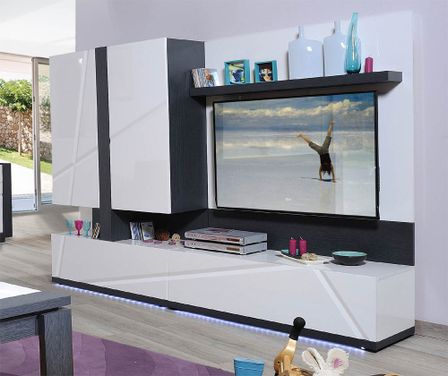 Living laqué Blanc et Gris Kantz