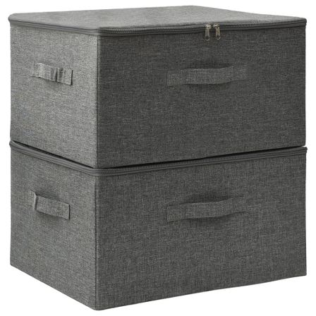 Lot de 2 boîtes de rangement pliables – Tissu anthracite