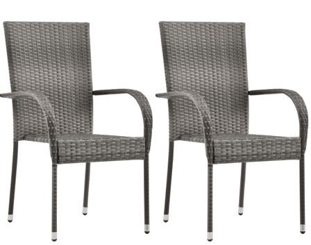 Lot de 2 chaises de jardin en résine tressée DAKER