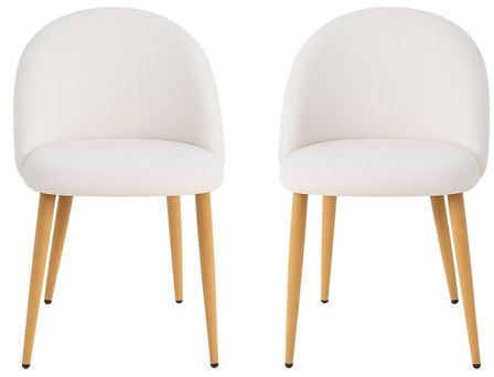 Lot de 2 chaise Kazon - Tissu à bouclettes élégant et pieds métal effet bois clair