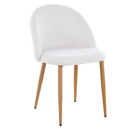 Lot de 2 chaise Kazon - Tissu à bouclettes élégant et pieds métal effet bois clair