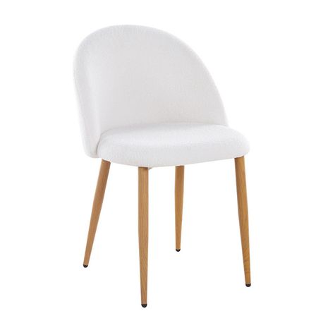Lot de 2 chaise Kazon - Tissu à bouclettes élégant et pieds métal effet bois clair