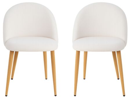 Lot de 2 chaise Kazon - Tissu à bouclettes élégant et pieds métal effet bois clair
