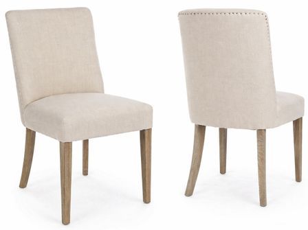 Lot de 2 chaises BEATRIZ – Tissu effet bouclé & dossier clouté