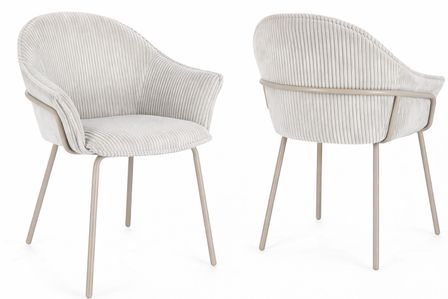 Lot de 2 chaises CASSIDY – Velours côtelé & confort enveloppant