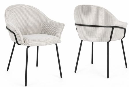 Lot de 2 chaises CASSIDY – Velours côtelé & confort enveloppant