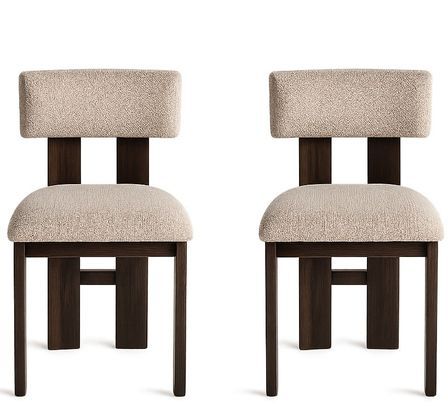 Lot de 2 chaises CHESTER – Tissu beige & bois de frêne noir