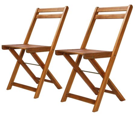 Lot de 2 chaises de bistrot pliantes en bois d’acacia – Mobilier intérieur et extérieur