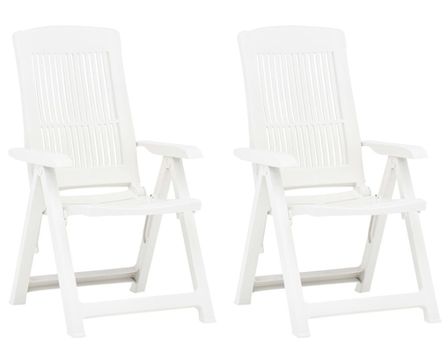 Lot de 2 chaises de jardin inclinables BALIKA – Plastique blanc