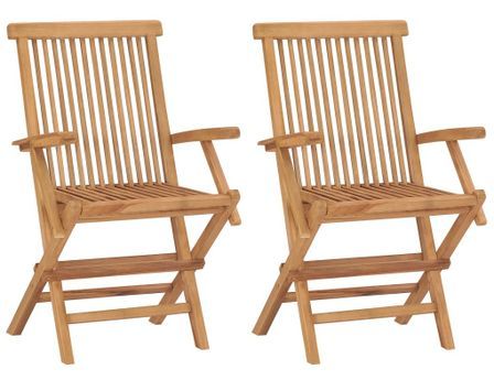 Lot de 2 chaises de jardin pliables en teck avec accoudoirs PAYZA
