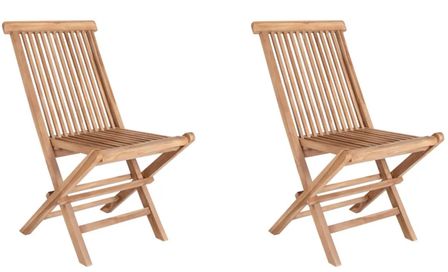 Lot de 2 chaises de jardin pliantes en bois de teck TOLEDO
