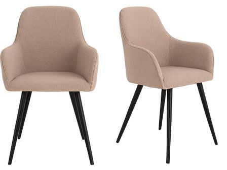 Lot de 2 chaises de salle à manger KARU – Tissu bouclette et pieds métal noir