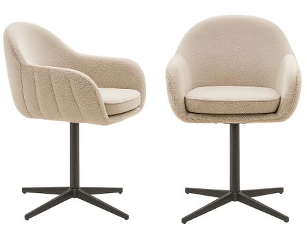 Lot de 2 chaises de salle à manger LUMAN – Tissu beige & pied en acier noir rotatif