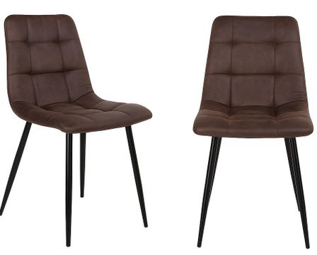 Lot de 2 chaises de salle à manger MODA – Tissu capitonné et pieds en acier noir