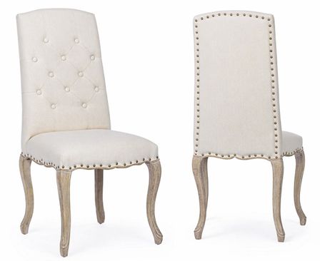 Lot de 2 chaises DIVA – Effet velours & dossier clouté doré