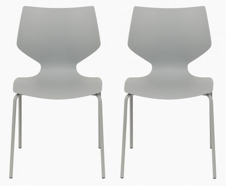 Lot de 2 chaises empilables JORDA – Polypropylène & pieds métal