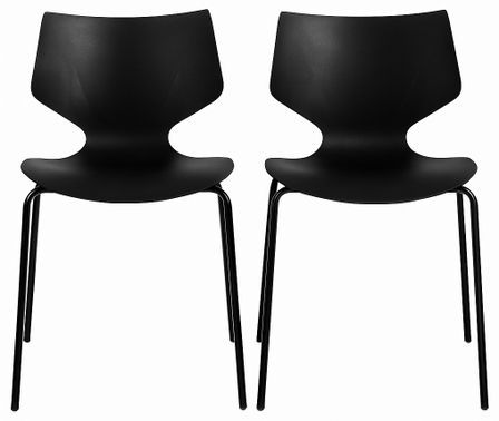 Lot de 2 chaises empilables JORDA – Polypropylène & pieds métal