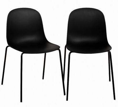 Lot de 2 chaises empilables NOZY – Polypropylène & pieds métal