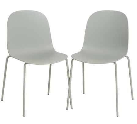 Lot de 2 chaises empilables NOZY – Polypropylène & pieds métal