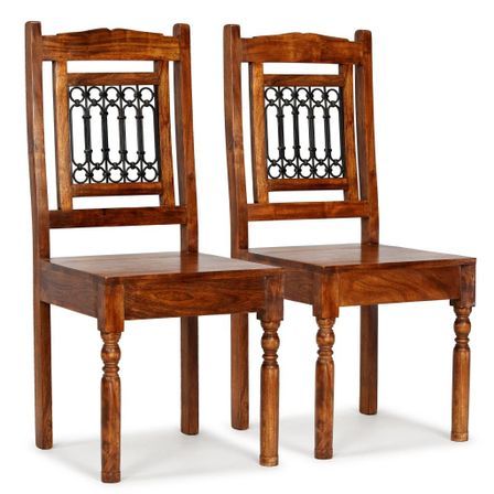 Lot de 2 chaises en bois d'acacia et acier noir - Modèle Toura