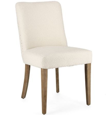 Lot de 2 chaises en bois de chêne et tissu effet bouclé – Design élégant et confort